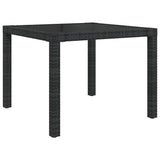 3 Piece Outdoor Dining Set with Cushions Poly Rattan Black - Low Angle