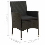 3 Piece Outdoor Dining Set with Cushions Poly Rattan Black - Extra Image