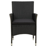7 Piece Outdoor Dining Set with Cushions Poly Rattan Black