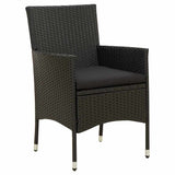 3 Piece Outdoor Dining Set with Cushions Poly Rattan Black