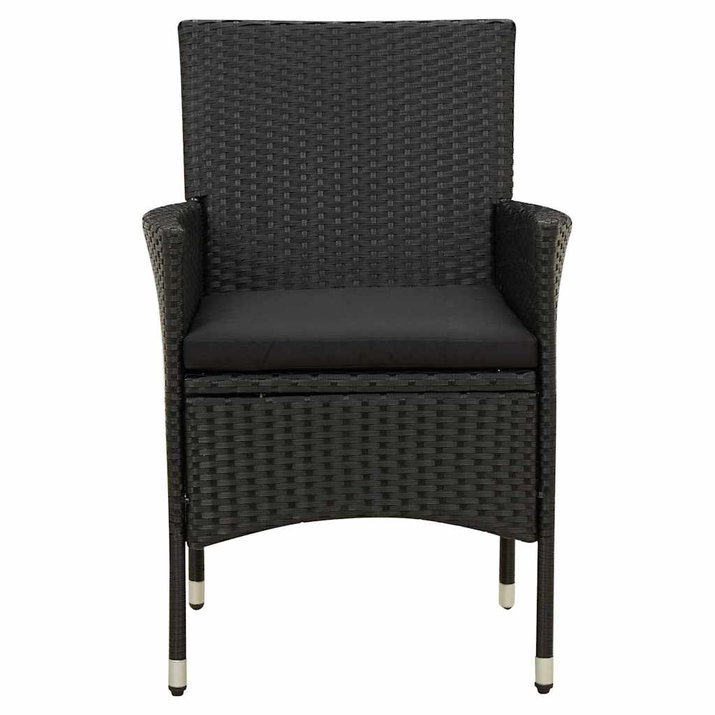 3 Piece Outdoor Dining Set with Cushions Poly Rattan Black