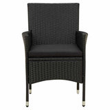 3 Piece Outdoor Dining Set with Cushions Poly Rattan Black - Top-Down View