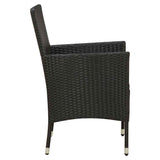 3 Piece Outdoor Dining Set with Cushions Poly Rattan Black - 45-Degree Angle