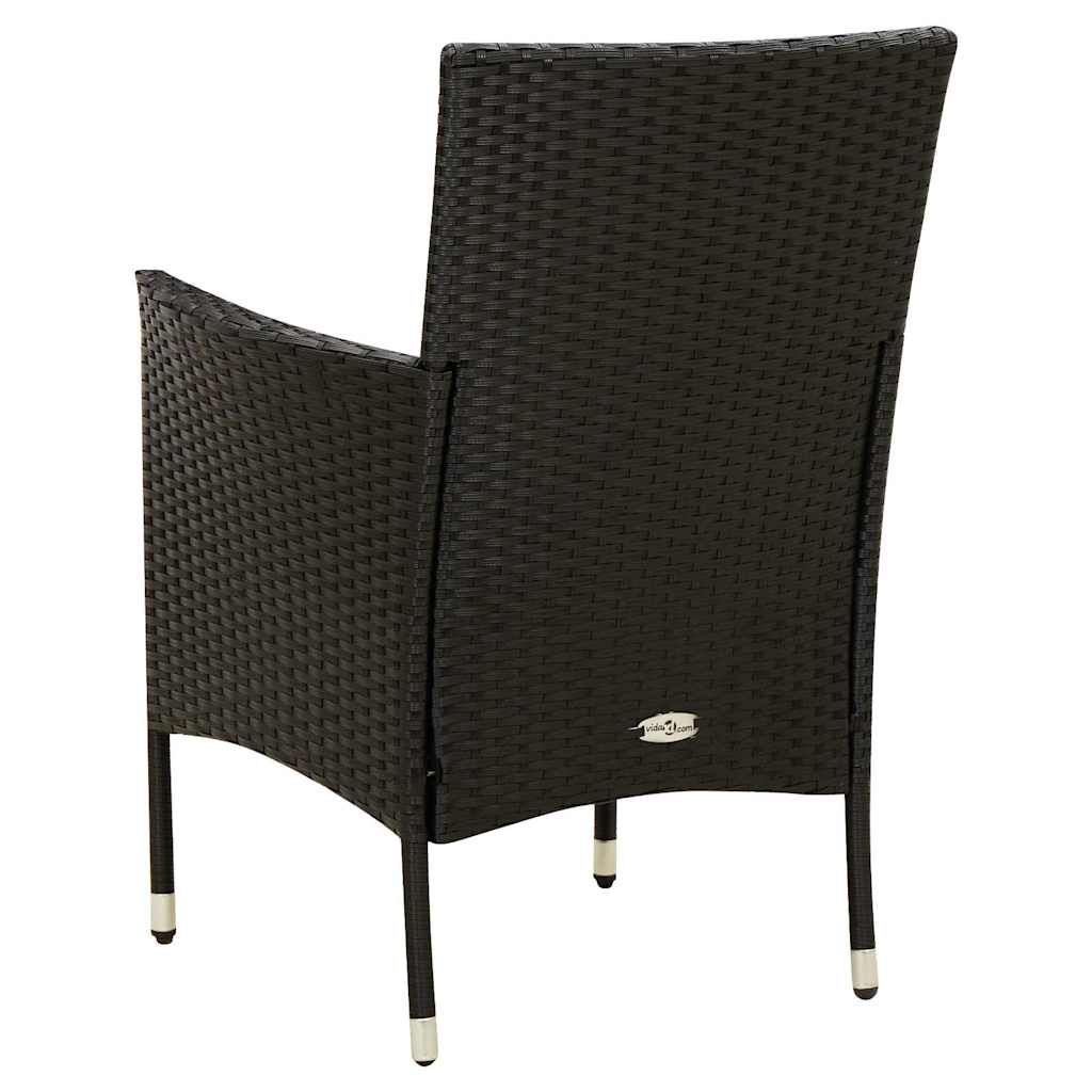 3 Piece Outdoor Dining Set with Cushions Poly Rattan Black