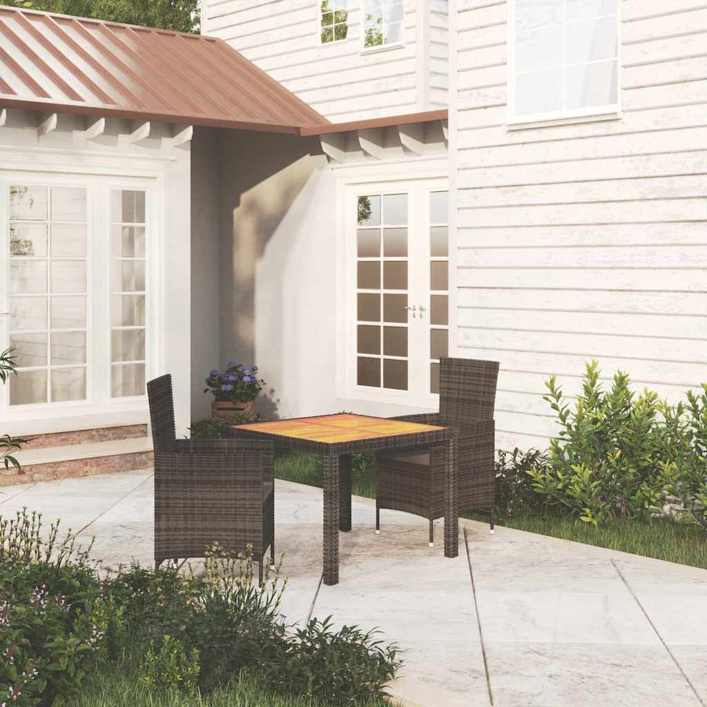3 Piece Outdoor Dining Set with Cushions Poly Rattan Black