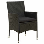 7 Piece Outdoor Dining Set with Cushions Poly Rattan Black