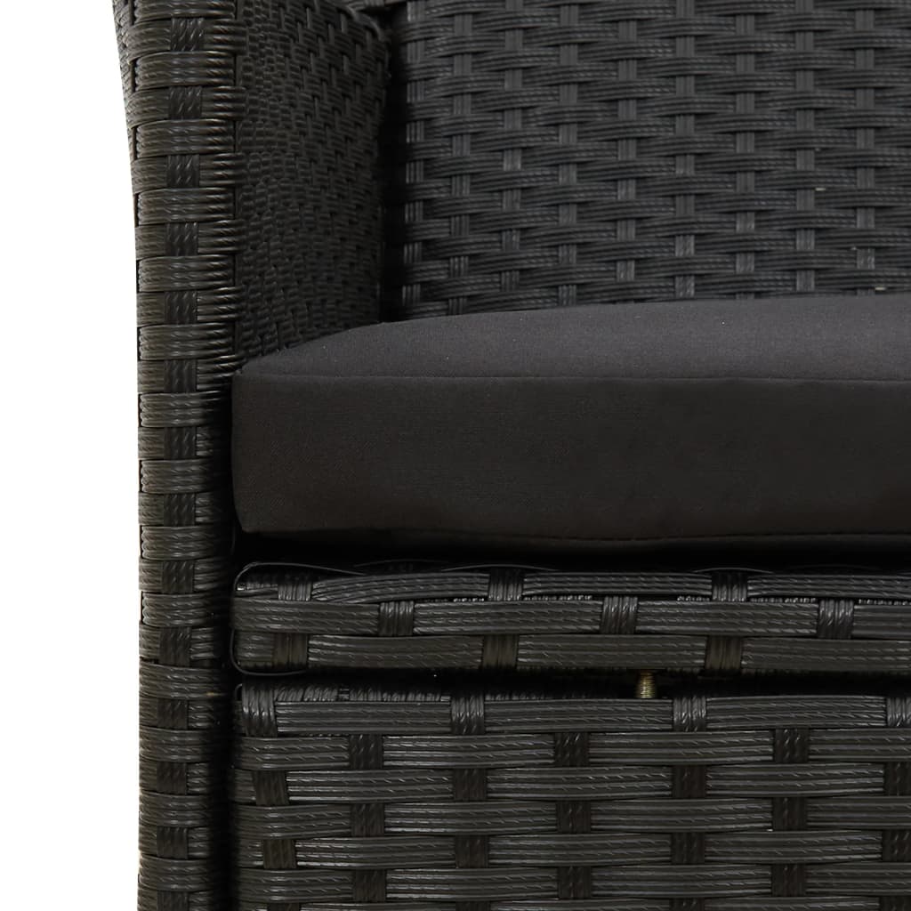 7 Piece Outdoor Dining Set with Cushions Poly Rattan Black