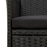 7 Piece Outdoor Dining Set with Cushions Poly Rattan Black