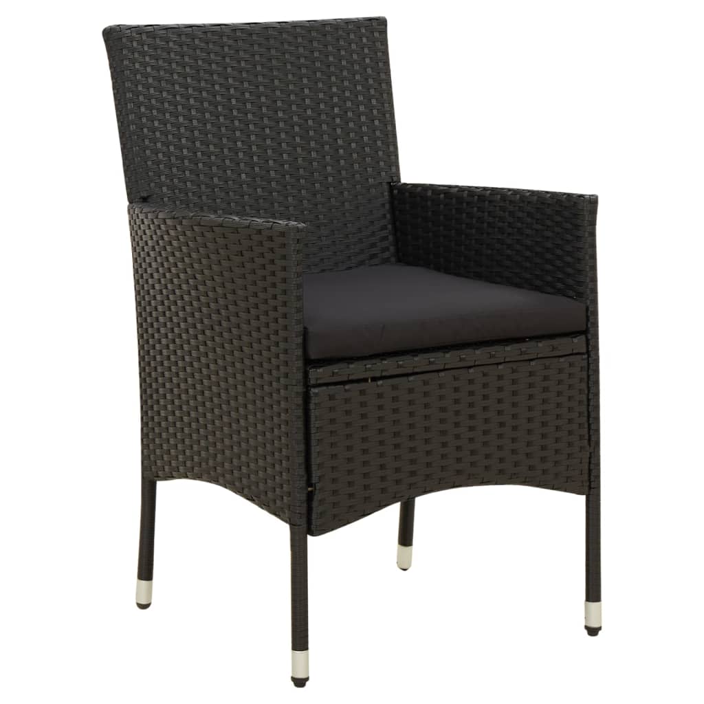 9 Piece Outdoor Dining Set with Cushions Poly Rattan Black