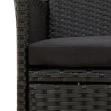 11 Piece Outdoor Dining Set with Cushions Poly Rattan Black - Close-Up Angle