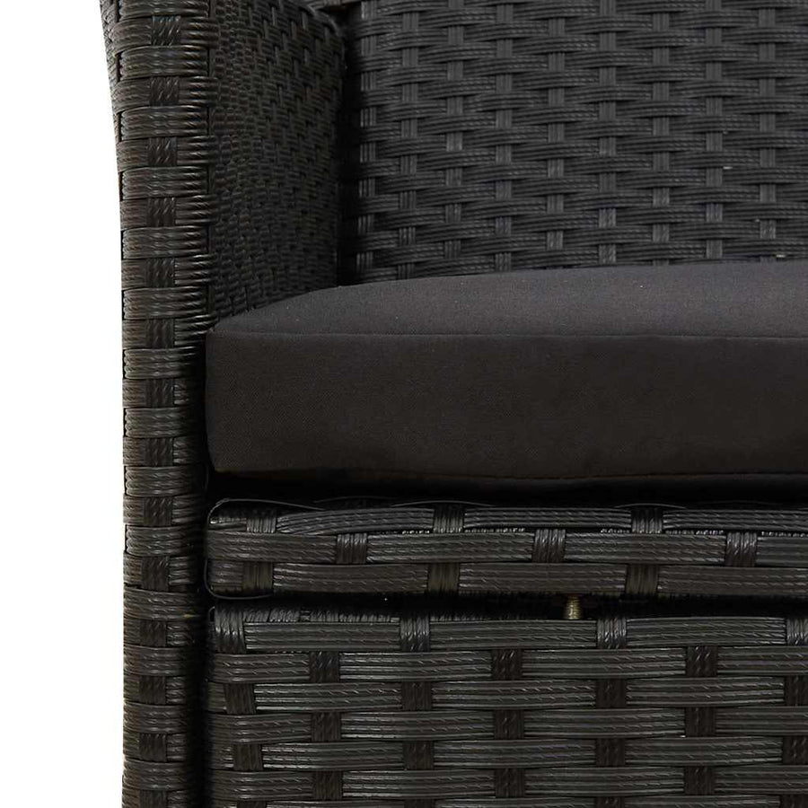 11 Piece Outdoor Dining Set with Cushions Poly Rattan Black