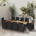 11 Piece Outdoor Dining Set with Cushions Poly Rattan Black