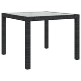 3 Piece Outdoor Dining Set with Cushions Poly Rattan Black - Low Angle