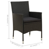 3 Piece Outdoor Dining Set with Cushions Poly Rattan Black - Extra Image