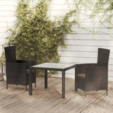 3 Piece Outdoor Dining Set with Cushions Poly Rattan Black