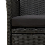 5 Piece Outdoor Dining Set with Cushions Poly Rattan Black - Close-Up Angle