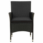 9 Piece Outdoor Dining Set with Cushions Poly Rattan Black