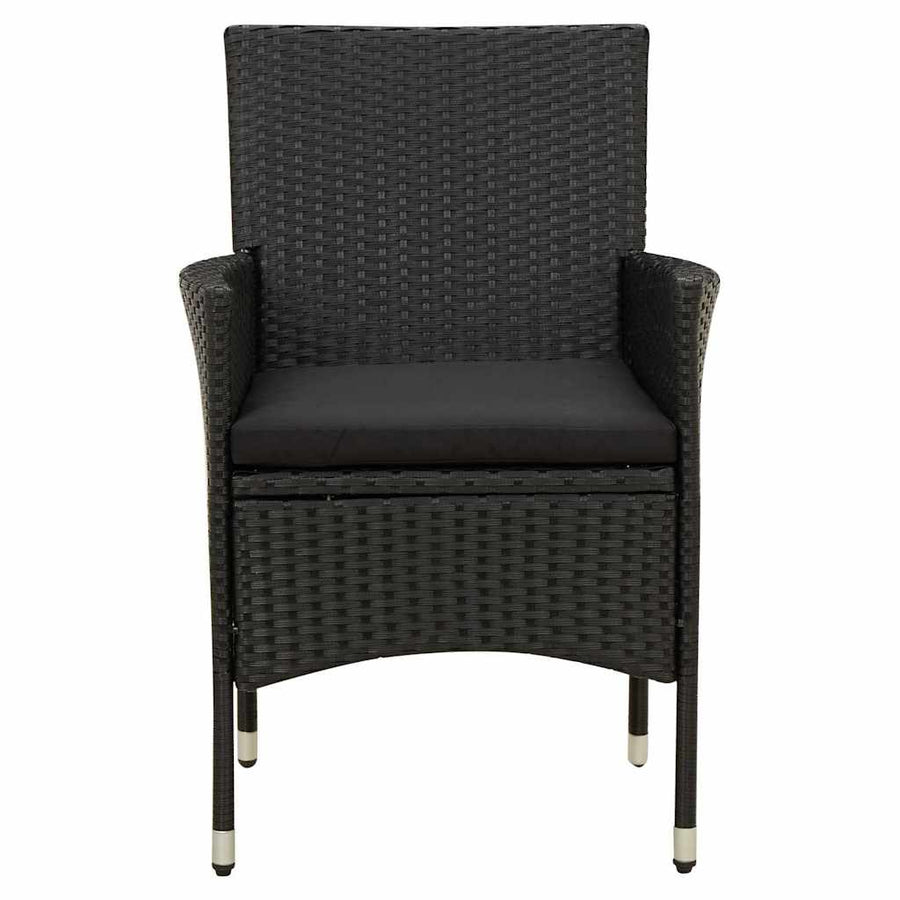 9 Piece Outdoor Dining Set with Cushions Poly Rattan Black