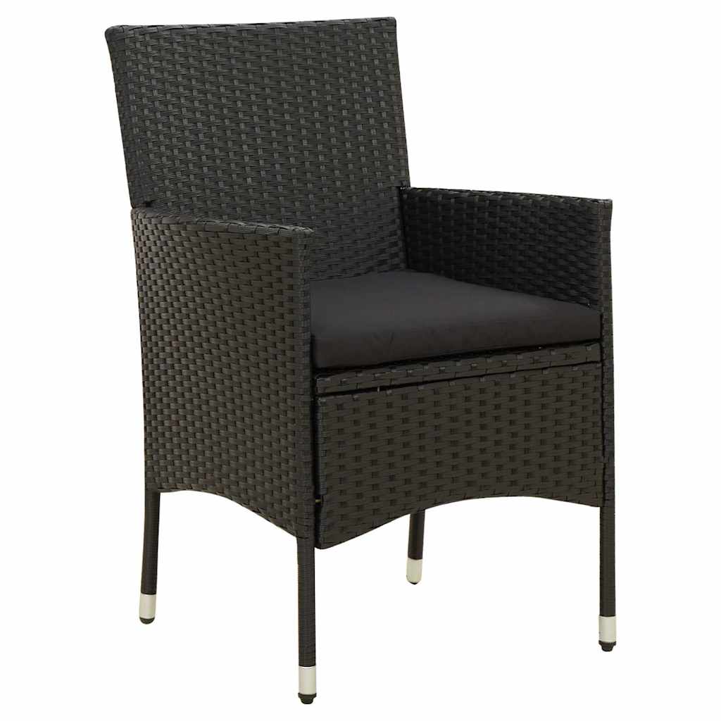 11 Piece Outdoor Dining Set with Cushions Poly Rattan Black