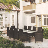 11 Piece Outdoor Dining Set with Cushions Poly Rattan Black