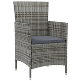 3 Piece Outdoor Dining Set with Cushions Poly Rattan Grey - Side View