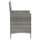 3 Piece Outdoor Dining Set with Cushions Poly Rattan Grey - 45-Degree Angle