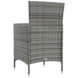 3 Piece Outdoor Dining Set with Cushions Poly Rattan Grey - Rear View