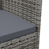 3 Piece Outdoor Dining Set with Cushions Poly Rattan Grey - Close-Up Angle