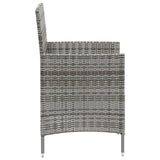 3 Piece Outdoor Dining Set with Cushions Poly Rattan Grey - 45-Degree Angle