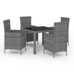 5 Piece Outdoor Dining Set with Cushions Poly Rattan Grey