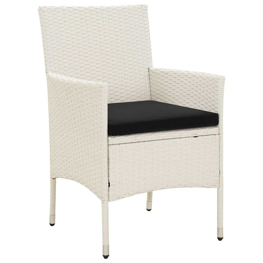 3 Piece Outdoor Dining Set with Cushions Poly Rattan White