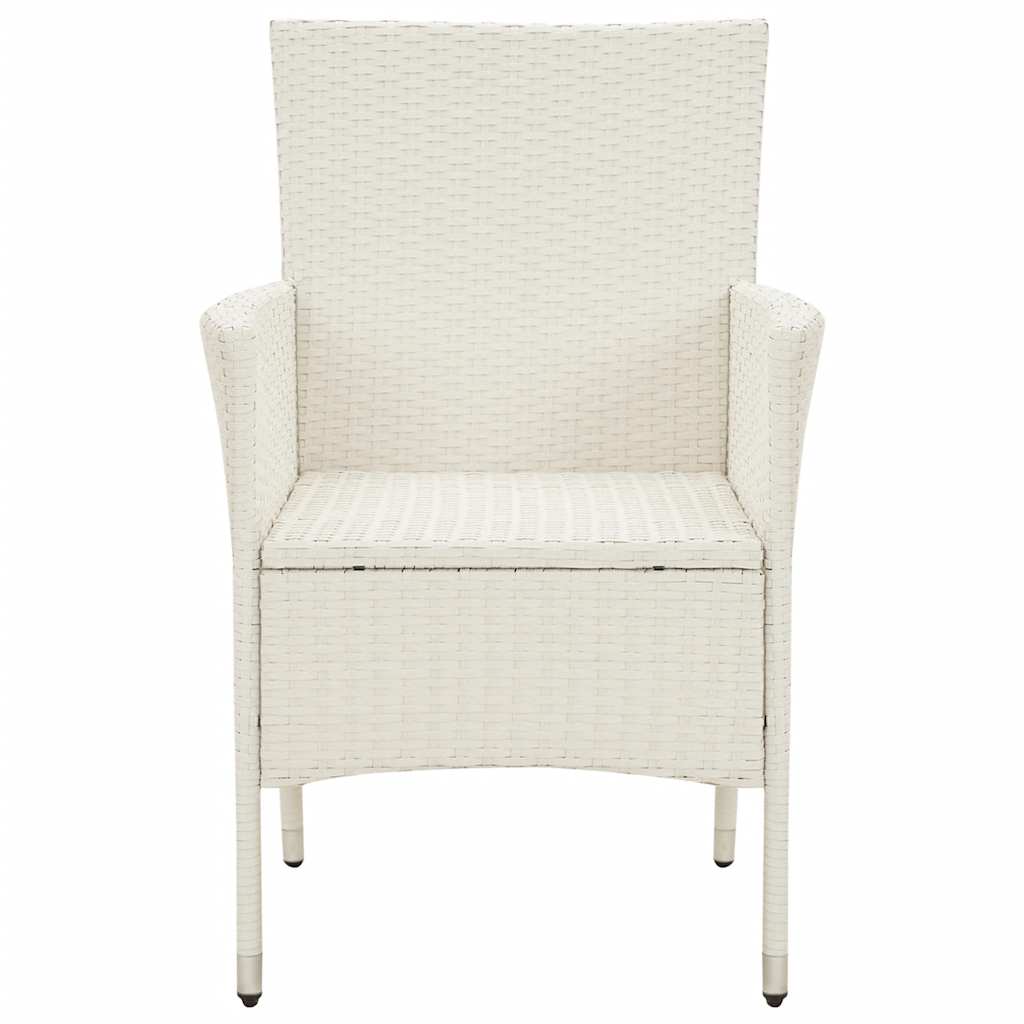 3 Piece Outdoor Dining Set with Cushions Poly Rattan White