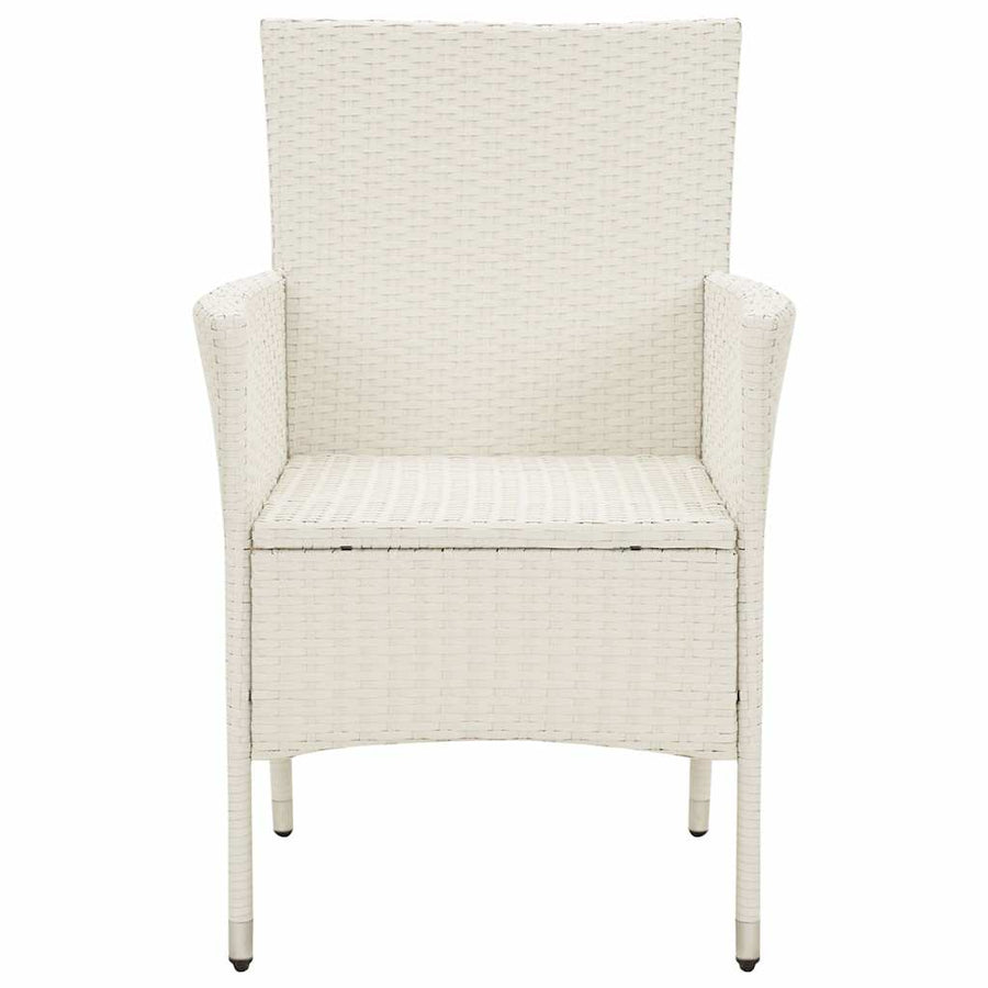 3 Piece Outdoor Dining Set with Cushions Poly Rattan White