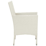 3 Piece Outdoor Dining Set with Cushions Poly Rattan White - 45-Degree Angle