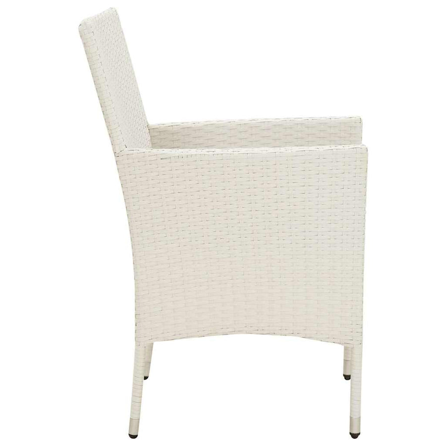 3 Piece Outdoor Dining Set with Cushions Poly Rattan White