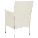 3 Piece Outdoor Dining Set with Cushions Poly Rattan White - Rear View