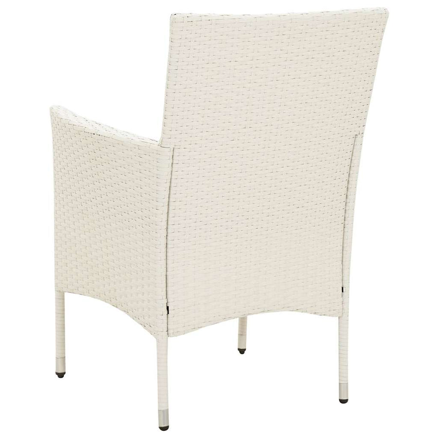 3 Piece Outdoor Dining Set with Cushions Poly Rattan White