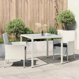3 Piece Outdoor Dining Set with Cushions Poly Rattan White