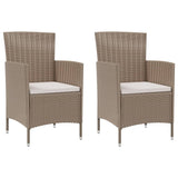 3 Piece Outdoor Dining Set with Cushions Poly Rattan Beige