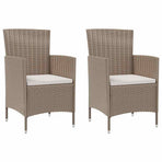 3 Piece Outdoor Dining Set with Cushions Poly Rattan Beige