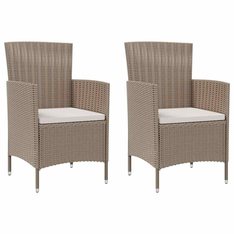 3 Piece Outdoor Dining Set with Cushions Poly Rattan Beige