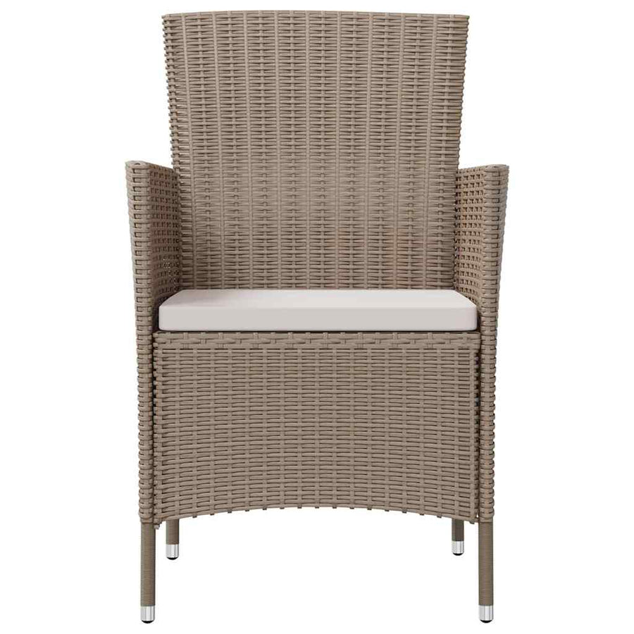 3 Piece Outdoor Dining Set with Cushions Poly Rattan Beige