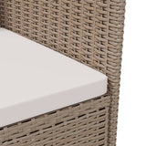 3 Piece Outdoor Dining Set with Cushions Poly Rattan Beige - Close-Up Angle