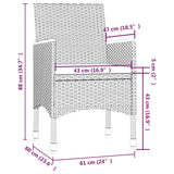 3 Piece Outdoor Dining Set with Cushions Poly Rattan Black - 45-Degree Angle
