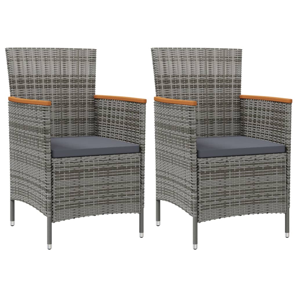 3 Piece Outdoor Dining Set with Cushions Poly Rattan Grey