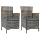 3 Piece Outdoor Dining Set with Cushions Poly Rattan Grey