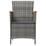 3 Piece Outdoor Dining Set with Cushions Poly Rattan Grey - Side View