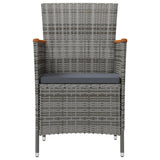 3 Piece Outdoor Dining Set with Cushions Poly Rattan Grey - Side View