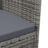 3 Piece Outdoor Dining Set with Cushions Poly Rattan Grey - Rear View