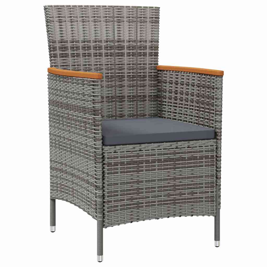 9 Piece Outdoor Dining Set with Cushions Poly Rattan Grey